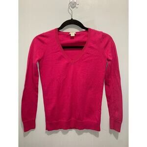 J.Crew Womens V-Neck Hot Pink Lightweight Knit Sweater XXS